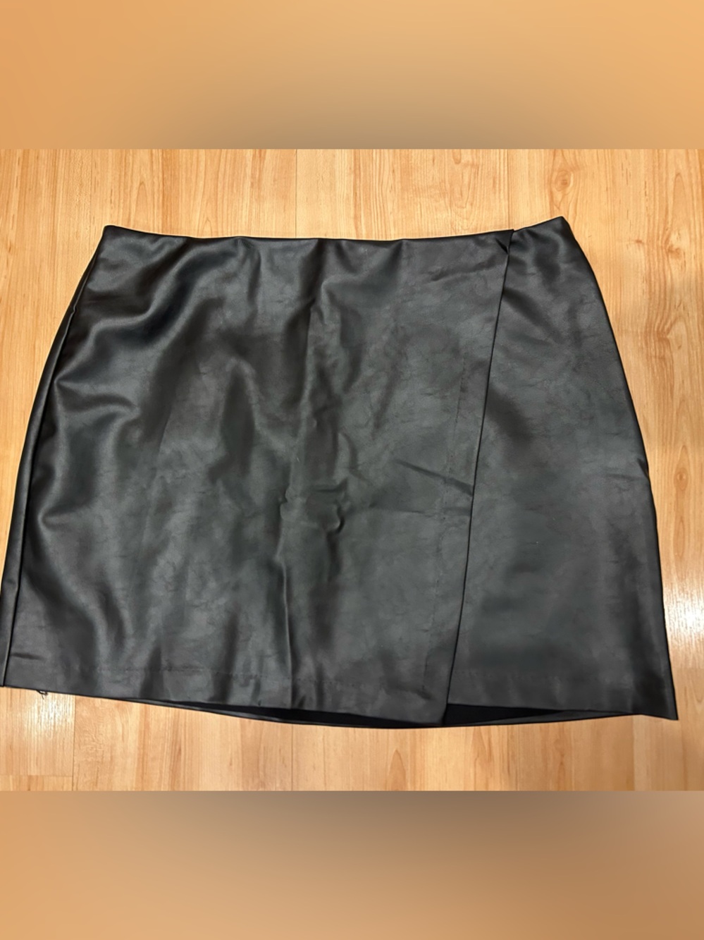 Old Navy Black Asymmetrical Faux Leather Mini Skirt